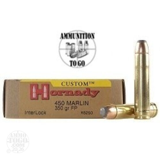 20rds - 450 Marlin Hornady 350gr. Jacketed Soft Flat Point Ammo